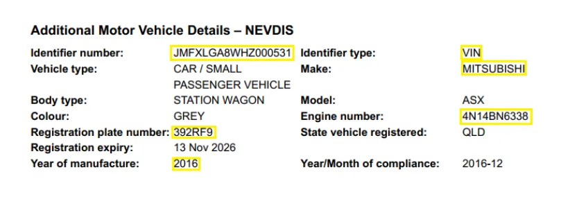 How to Read a PPSR Report 5 nevdis detail