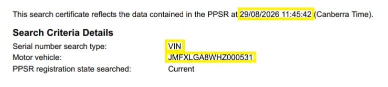 How to Read a PPSR Report 3 search report time
